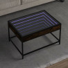 Stolik kawowy z LED Infinity, przydymiony dąb, 70x50x41 cm