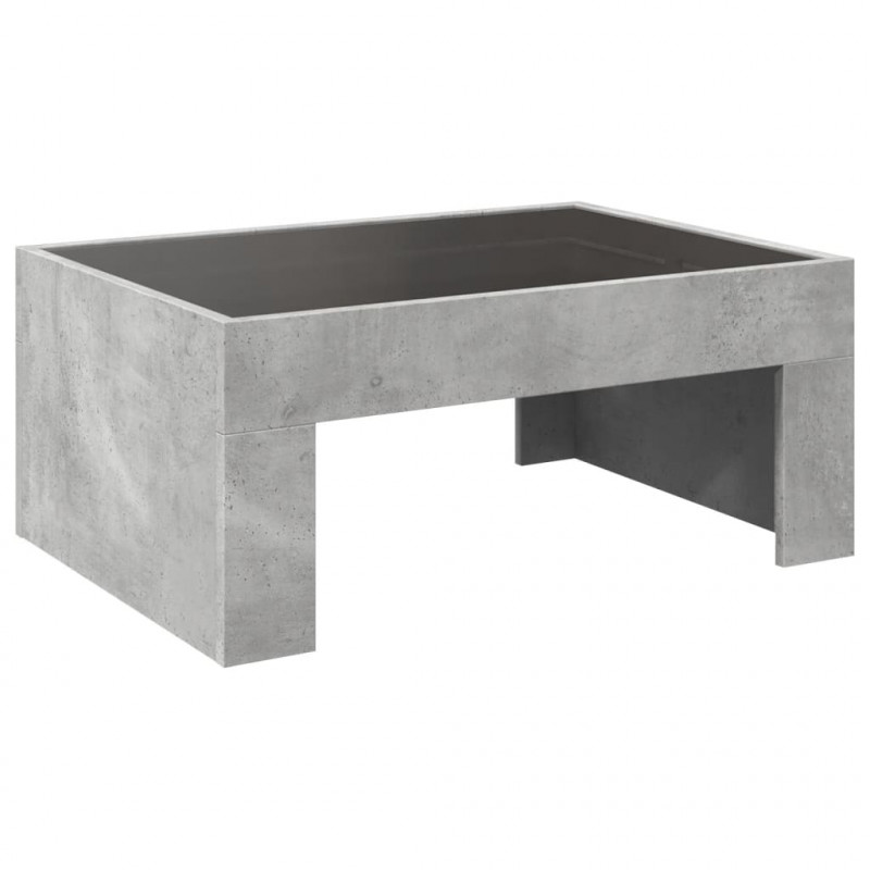 Stolik kawowy z LED Infinity, szarość betonu, 70x50x30 cm
