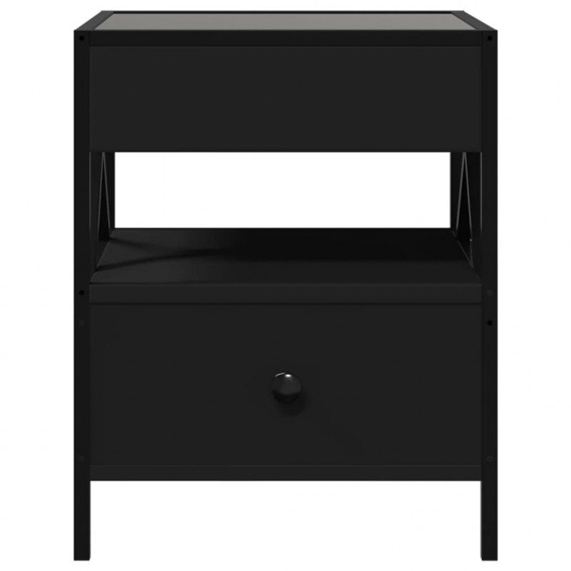 Stolik nocny z LED Infinity, czarny, 40x40x51 cm