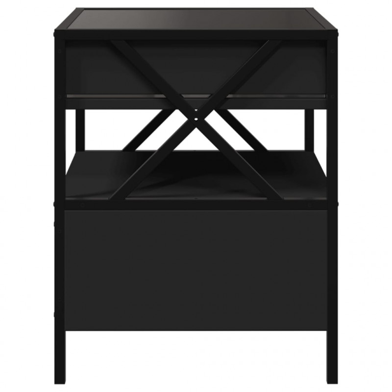 Stolik nocny z LED Infinity, czarny, 40x40x51 cm
