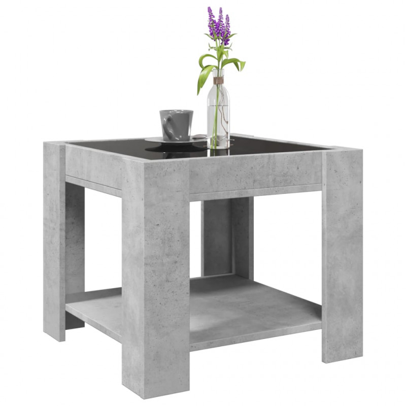 Stolik kawowy z LED, szarość betonu, 53x53x45 cm