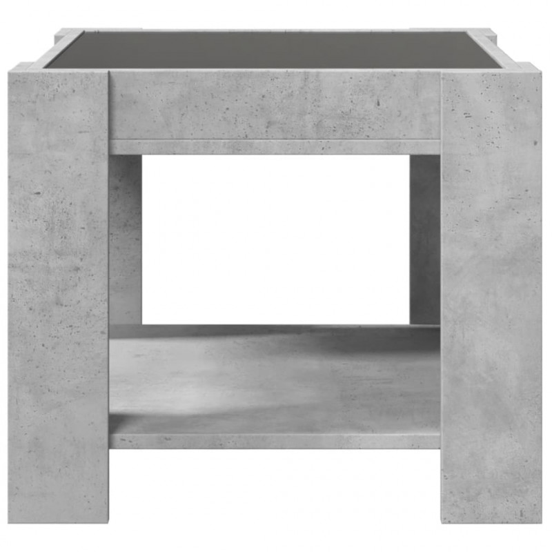 Stolik kawowy z LED, szarość betonu, 53x53x45 cm