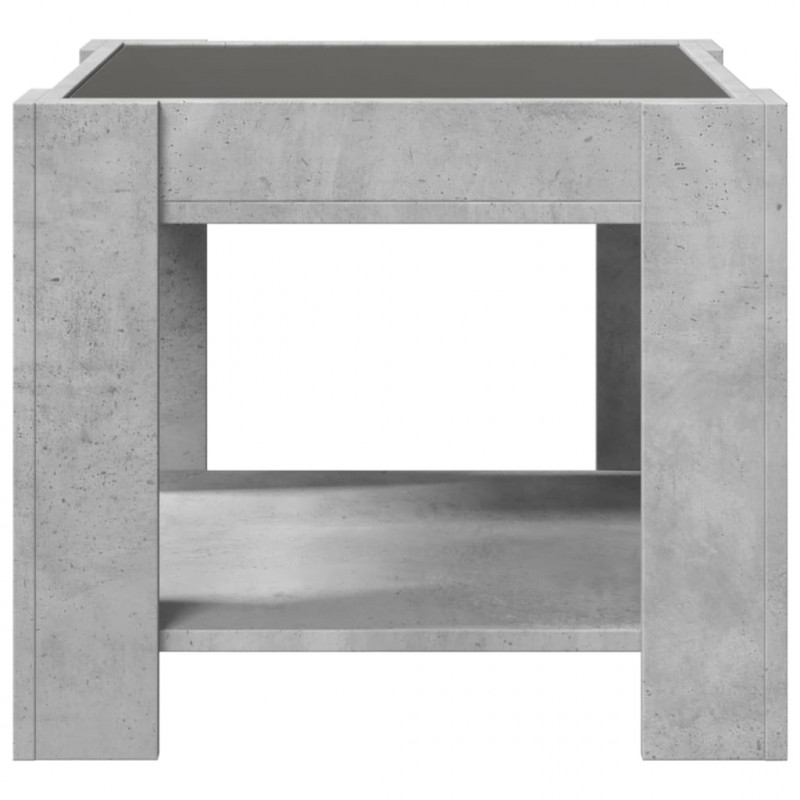 Stolik kawowy z LED, szarość betonu, 53x53x45 cm