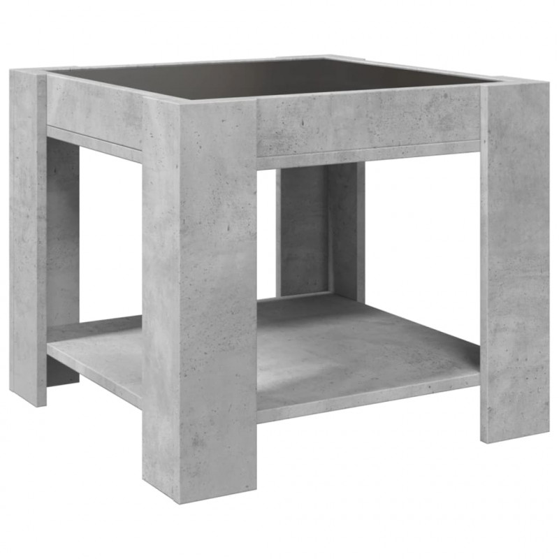 Stolik kawowy z LED, szarość betonu, 53x53x45 cm