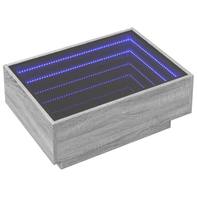 Stolik kawowy z LED, szary dąb sonoma, 70x50x30 cm