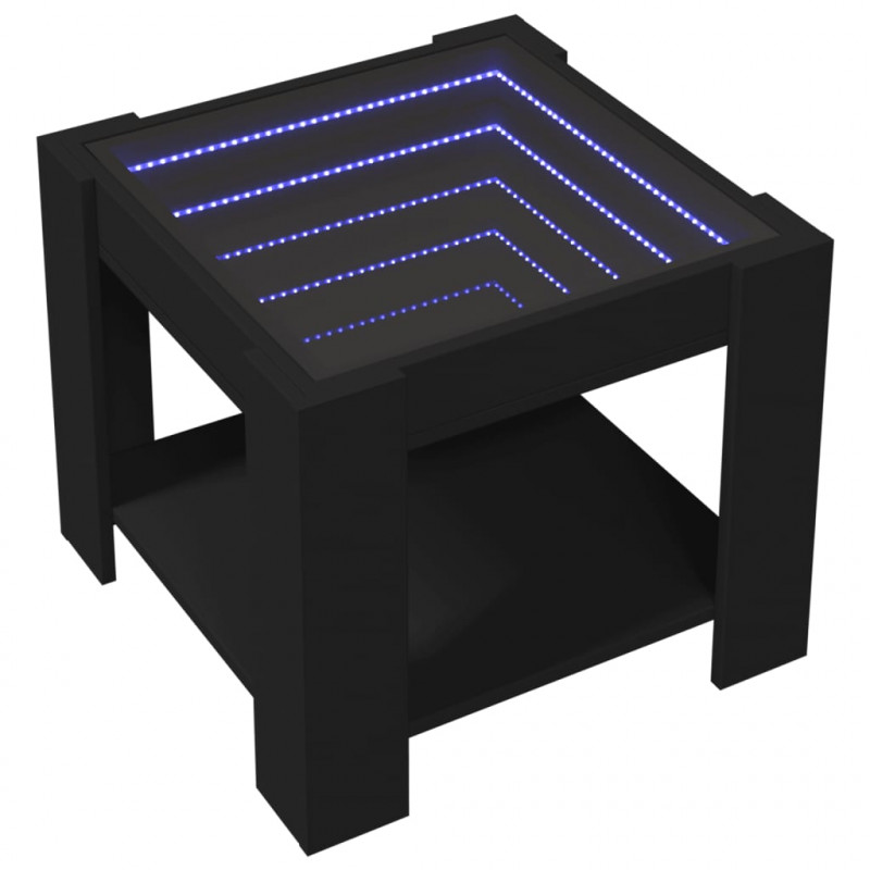 Stolik kawowy z LED, czarny, 53x53x45 cm