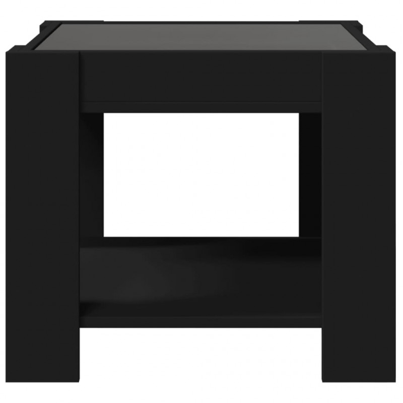 Stolik kawowy z LED, czarny, 53x53x45 cm