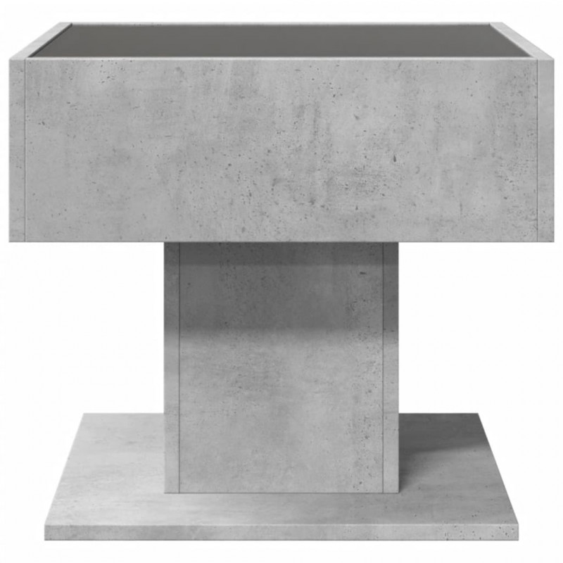 Stolik kawowy z LED, szarość betonu, 50x50x45 cm