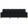 3-osobowa sofa z poduszkami, czarna, 210 cm, obita tkaniną