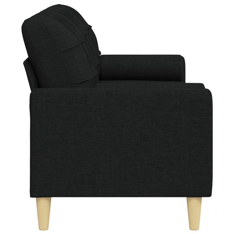 3-osobowa sofa z poduszkami, czarna, 210 cm, obita tkaniną
