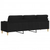 3-osobowa sofa z poduszkami, czarna, 210 cm, obita tkaniną