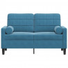 2-osobowa sofa z poduszkami, niebieska, 120 cm, aksamit