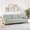 3-osobowa sofa z poduszkami, jasnoszara, 210 cm, aksamitna