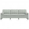 3-osobowa sofa z poduszkami, jasnoszara, 210 cm, aksamitna