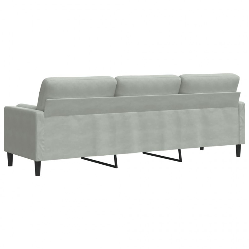 3-osobowa sofa z poduszkami, jasnoszara, 210 cm, aksamitna