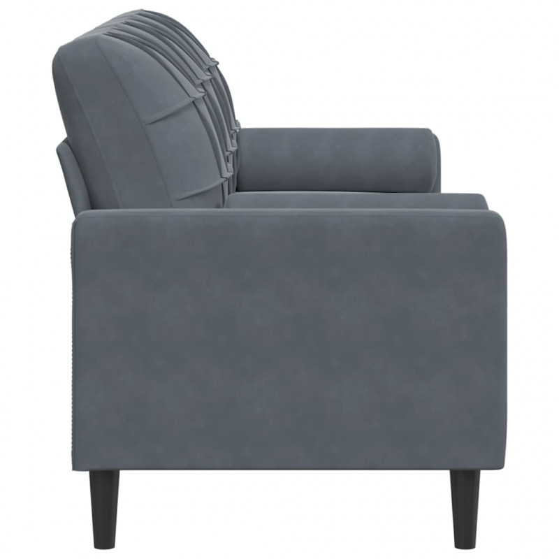 3-osobowa sofa z poduszkami, ciemnoszara, 180 cm, aksamit