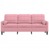 3-osobowa sofa z poduszkami, różowa, 180 cm, aksamit
