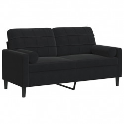 2-osobowa sofa z poduszkami, czarna, 140 cm, aksamit