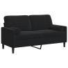 2-osobowa sofa z poduszkami, czarna, 140 cm, aksamit