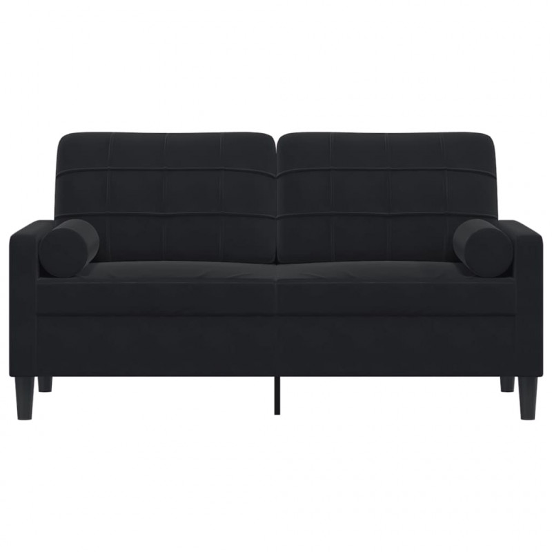 2-osobowa sofa z poduszkami, czarna, 140 cm, aksamit