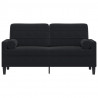 2-osobowa sofa z poduszkami, czarna, 140 cm, aksamit