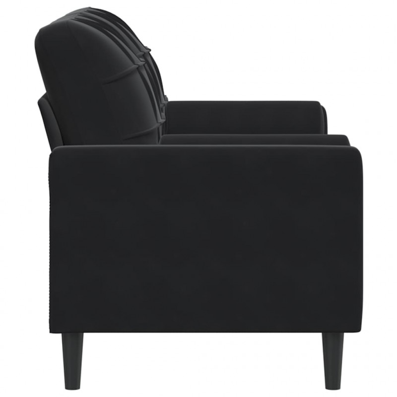 2-osobowa sofa z poduszkami, czarna, 140 cm, aksamit