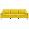 3-osobowa sofa z poduszkami, żółta, 210 cm, aksamit