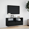 Ścienna szafka TV z LED, czarna, 100x31x45 cm