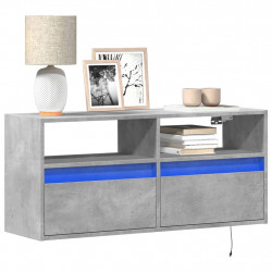 Ścienna szafka TV z LED, szarość betonu, 100x31x45 cm