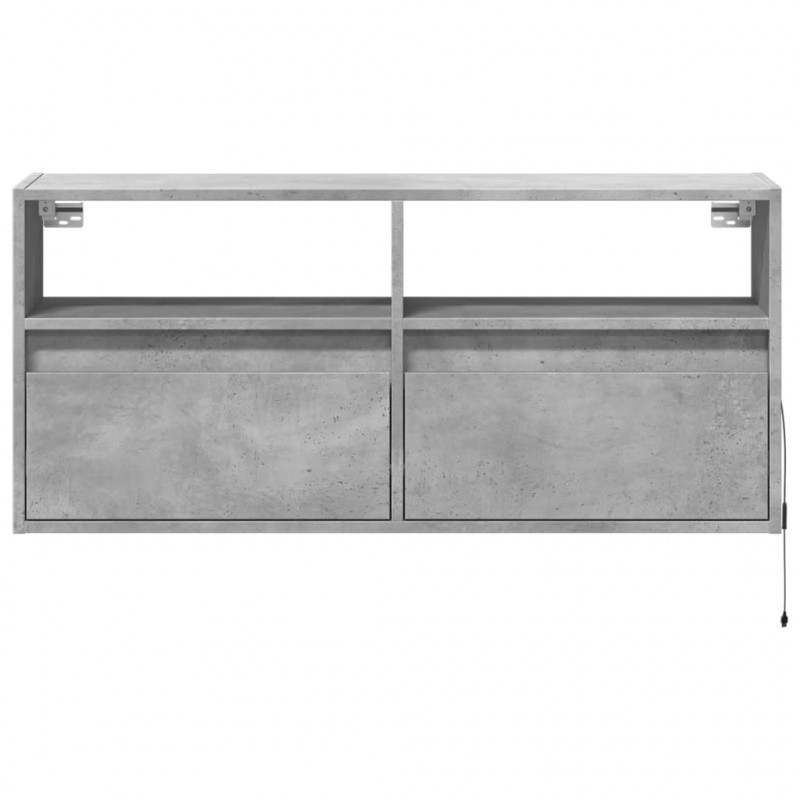 Ścienna szafka TV z LED, szarość betonu, 100x31x45 cm