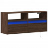 Ścienna szafka TV z LED, brązowy dąb, 100x31x45 cm