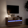 Ścienna szafka TV z LED, brązowy dąb, 100x31x45 cm