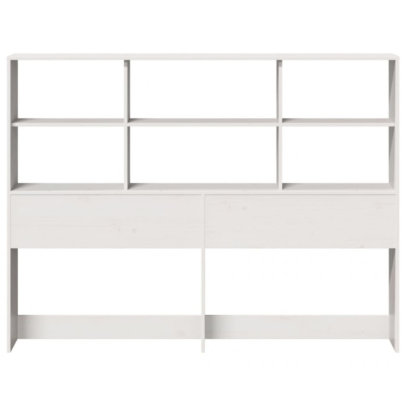 Wezgłowie do łóżka, z półkami, białe, 160 cm, drewno sosnowe