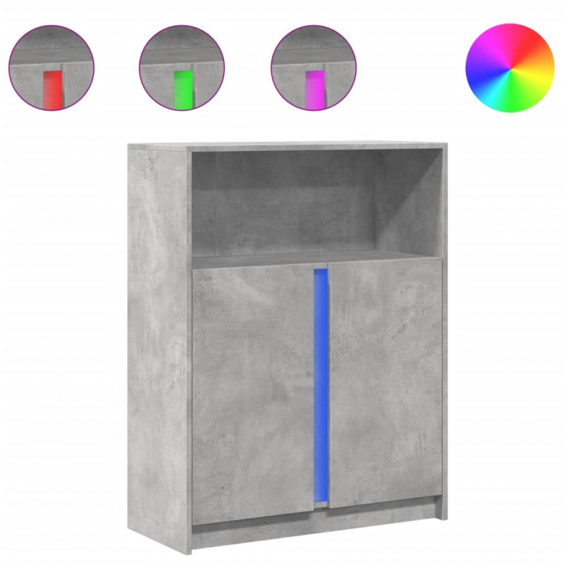 Szafka z LED, szarość betonu, 77x34x100 cm