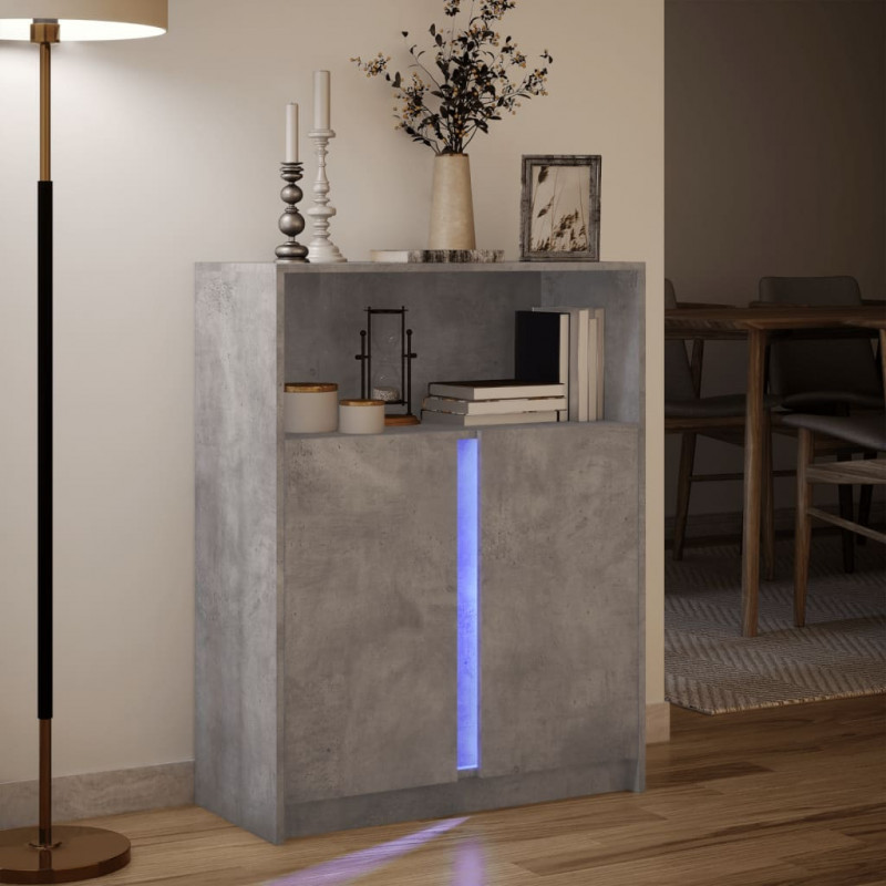 Szafka z LED, szarość betonu, 77x34x100 cm