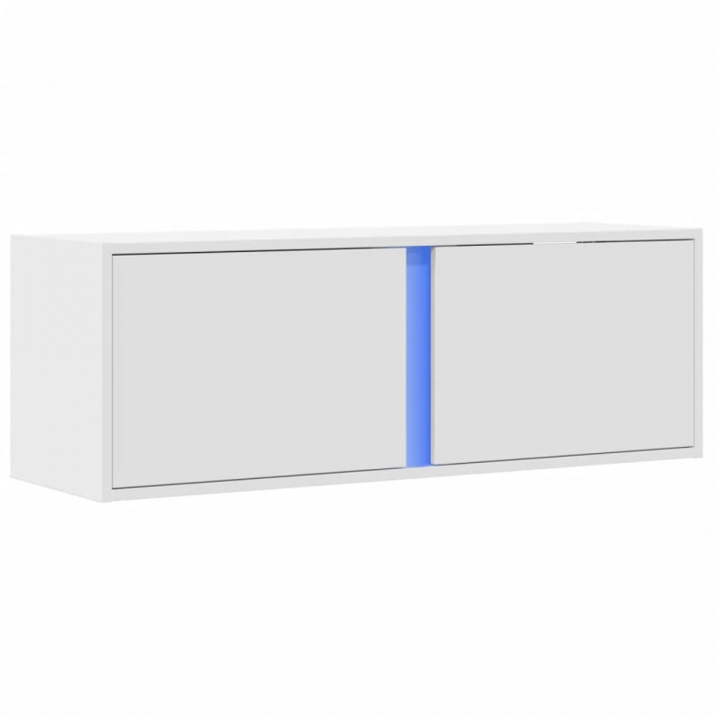 Ścienna szafka TV z LED, biała, 100x31x35 cm