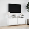 Ścienna szafka TV z LED, biała, 100x31x35 cm