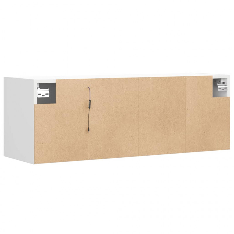 Ścienna szafka TV z LED, biała, 100x31x35 cm