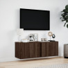 Ścienna szafka TV z LED, brązowy dąb, 100x31x35 cm