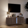 Ścienna szafka TV z LED, brązowy dąb, 100x31x35 cm