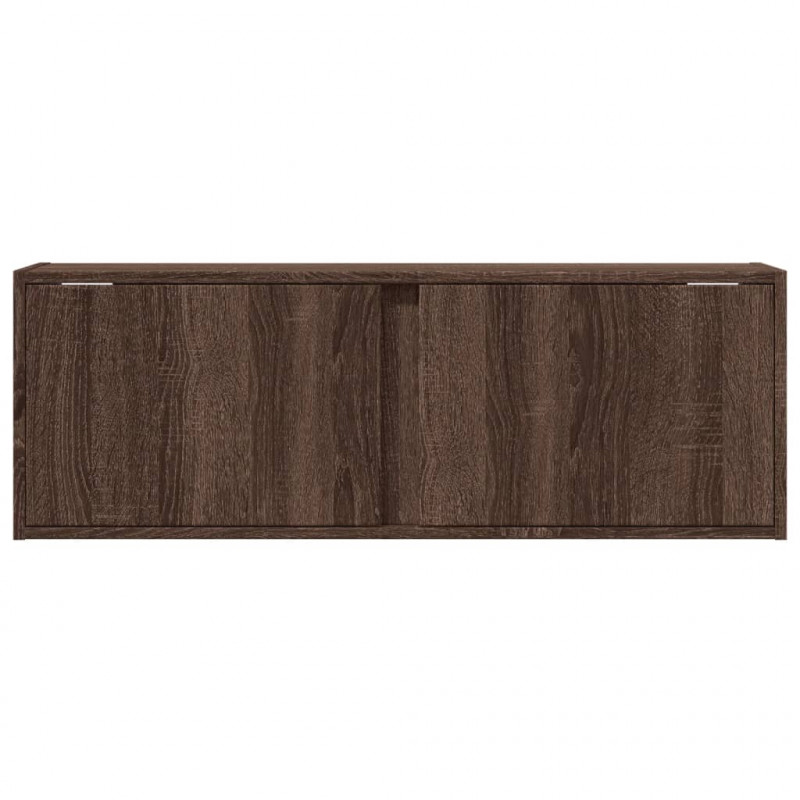 Ścienna szafka TV z LED, brązowy dąb, 100x31x35 cm