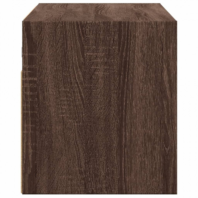 Ścienna szafka TV z LED, brązowy dąb, 100x31x35 cm