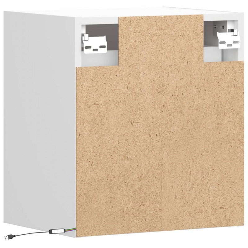 Ścienne szafki TV z LED, 2 szt., białe, 41x31x45 cm
