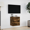 Ścienna szafka TV z LED, przydymiony dąb, 41x31x45 cm