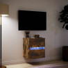 Ścienna szafka TV z LED, przydymiony dąb, 41x31x45 cm