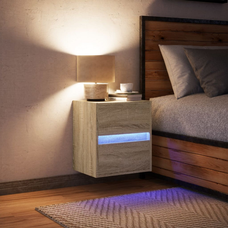 Wisząca szafka nocna z podświetleniem LED, dąb sonoma