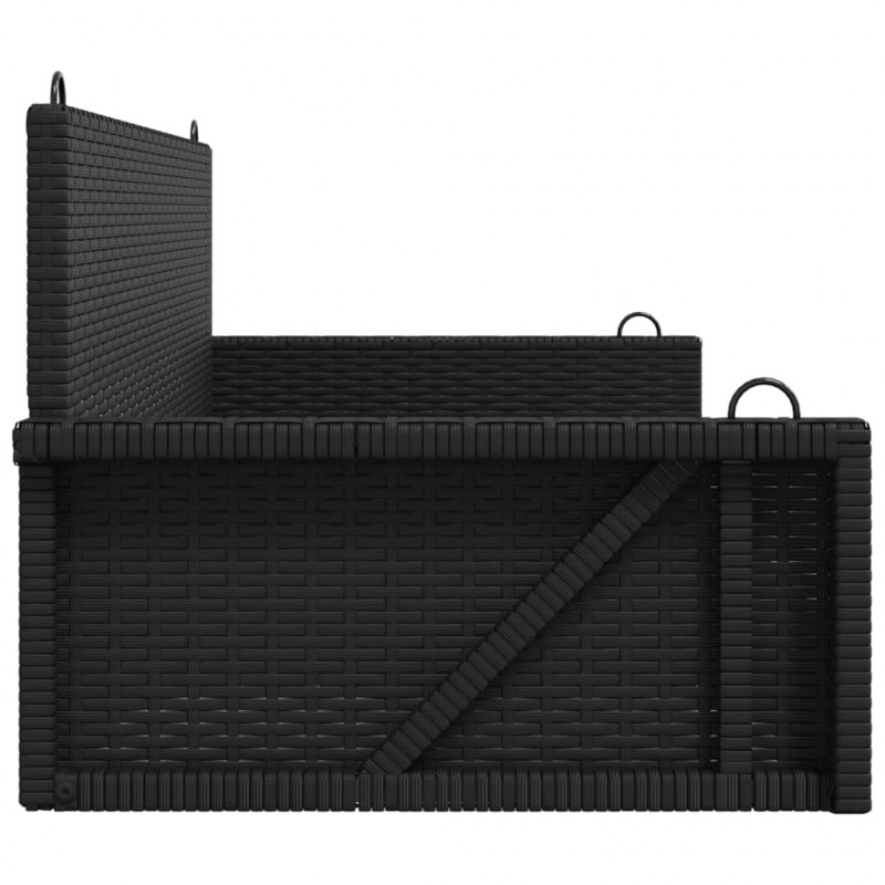 Ławka bujana, czarna, 119x56x48 cm, polirattan