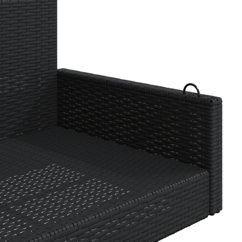 Ławka bujana, czarna, 119x56x48 cm, polirattan