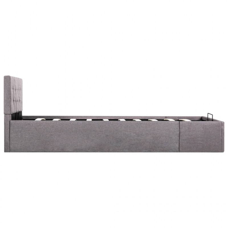 Rama łóżka z podnośnikiem, taupe, tkanina, 90 x 200 cm