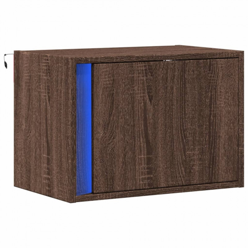 Wisząca szafka nocna z podświetleniem LED, brązowy dąb